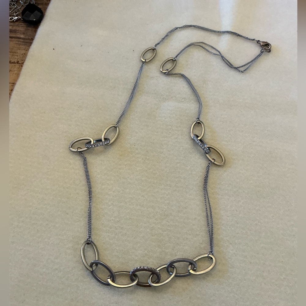 Vintage style Oval Link Necklace - Silver tone, 30” - Picture 2 of 3